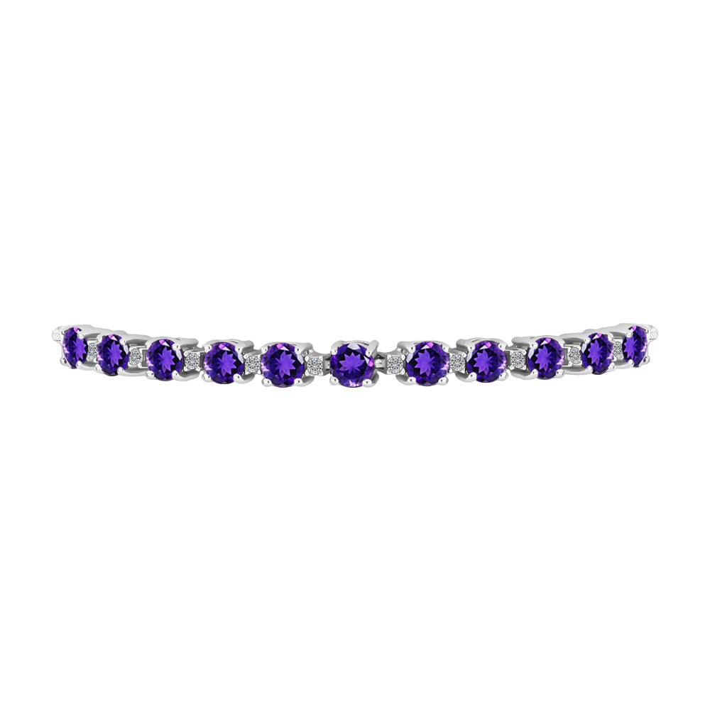 Brățară din Argint 925 ( 5.79 grame ) cu Ametist Marocan și Topaz Alb 3.1 Carate 2 