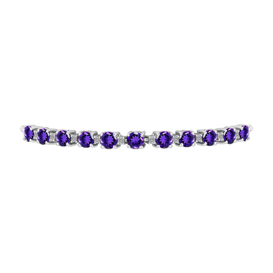 Brățară din Argint 925 ( 5.79 grame ) cu Ametist Marocan și Topaz Alb 3.1 Carate