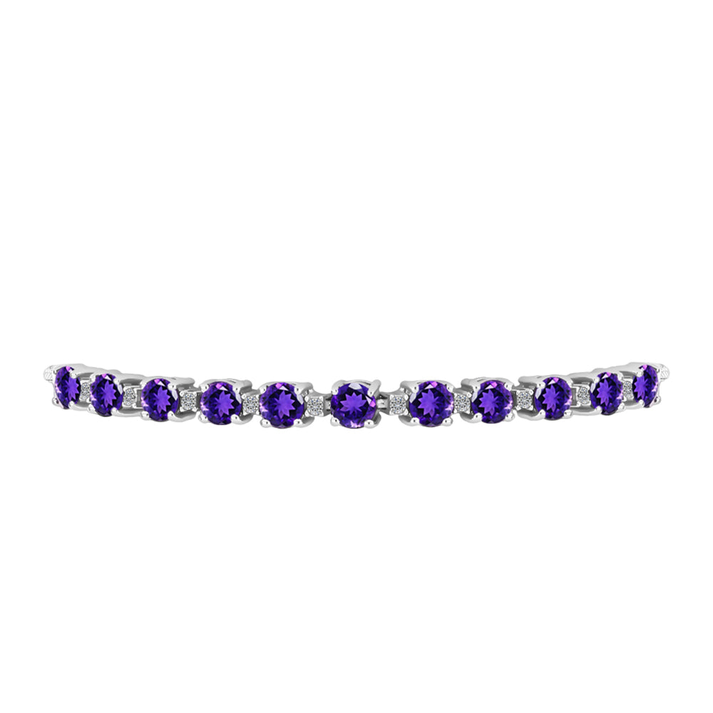 Brățară din Argint 925 ( 5.79 grame ) cu Ametist Marocan și Topaz Alb 3.1 Carate