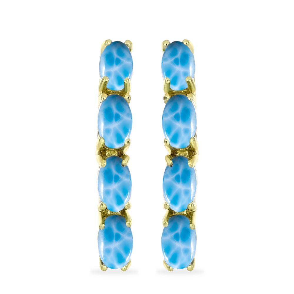 Cercei din Argint 925 Placat cu Aur ( 3.05 grame ) cu Larimar(Piatra delfinului) 2.26 Carate