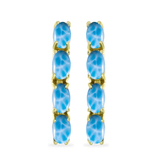 Cercei din Argint 925 Placat cu Aur ( 3.05 grame ) cu Larimar(Piatra delfinului) 2.26 Carate