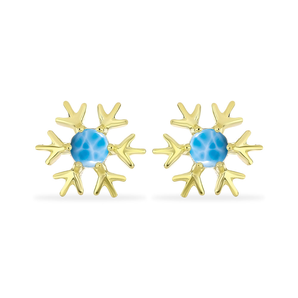 Cercei din Argint 925 Placat cu Aur ( 3.05 grame ) cu Larimar(Piatra delfinului) 1.16 Carate