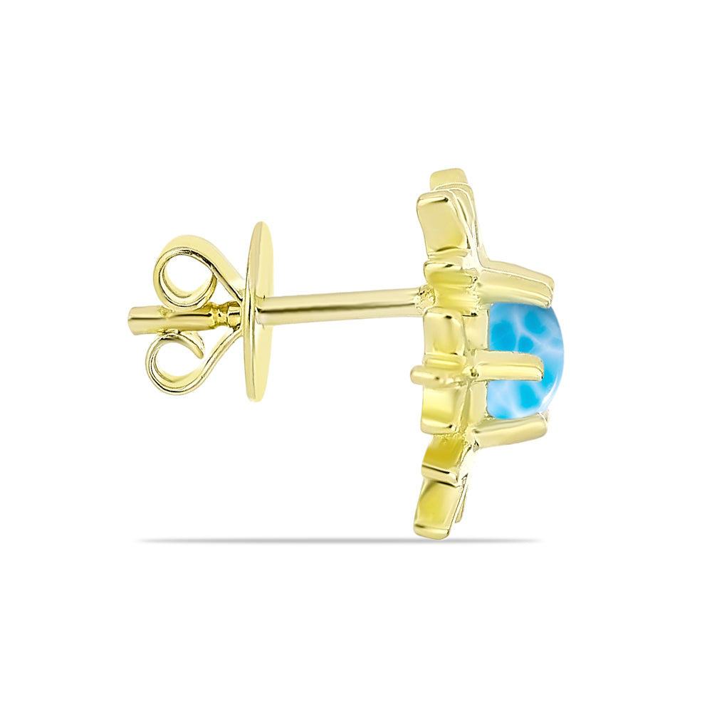 Cercei din Argint 925 Placat cu Aur ( 3.05 grame ) cu Larimar(Piatra delfinului) 1.16 Carate 2 