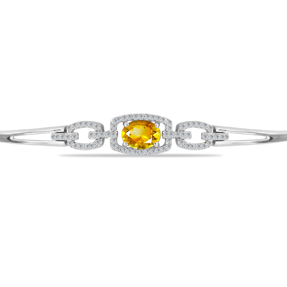 Brățară din Argint 925 ( 6.98 grame ) cu Citrin Rio Golden și Topaz Alb 1.63 Carate