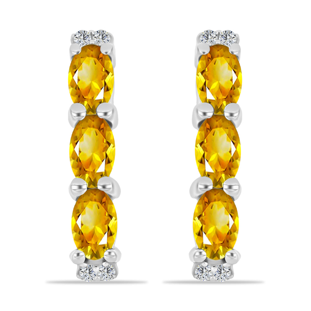 Cercei din Argint 925 ( 3.09 grame ) cu Citrin Rio Golden și Topaz Alb 1.37 Carate 1 