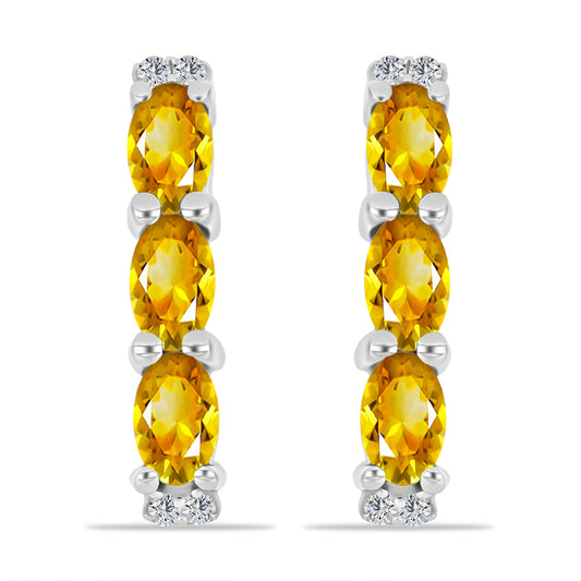 Cercei din Argint 925 ( 3.09 grame ) cu Citrin Rio Golden și Topaz Alb 1.37 Carate