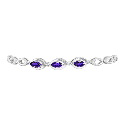 Brățară din Argint 925 ( 6.47 grame ) cu Ametist Marocan și Topaz Alb 1.51 Carate