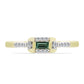 Inel din Argint 925 Placat cu Aur ( 2.26 grame ) cu Safir verde și Topaz Alb 0.24 Carate