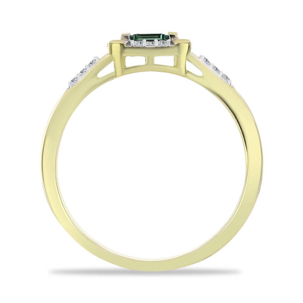 Inel din Argint 925 Placat cu Aur ( 2.26 grame ) cu Safir verde și Topaz Alb 0.24 Carate 2 
