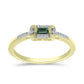 Inel din Argint 925 Placat cu Aur ( 2.26 grame ) cu Safir verde și Topaz Alb 0.24 Carate