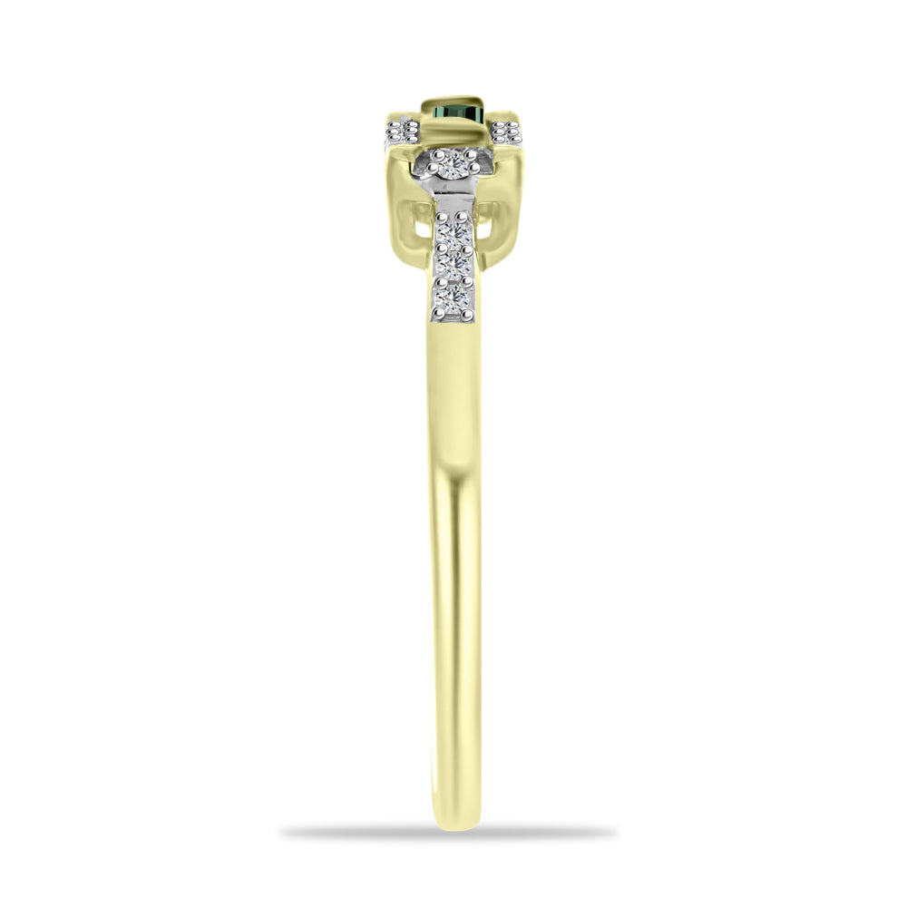 Inel din Argint 925 Placat cu Aur ( 2.26 grame ) cu Safir verde și Topaz Alb 0.24 Carate