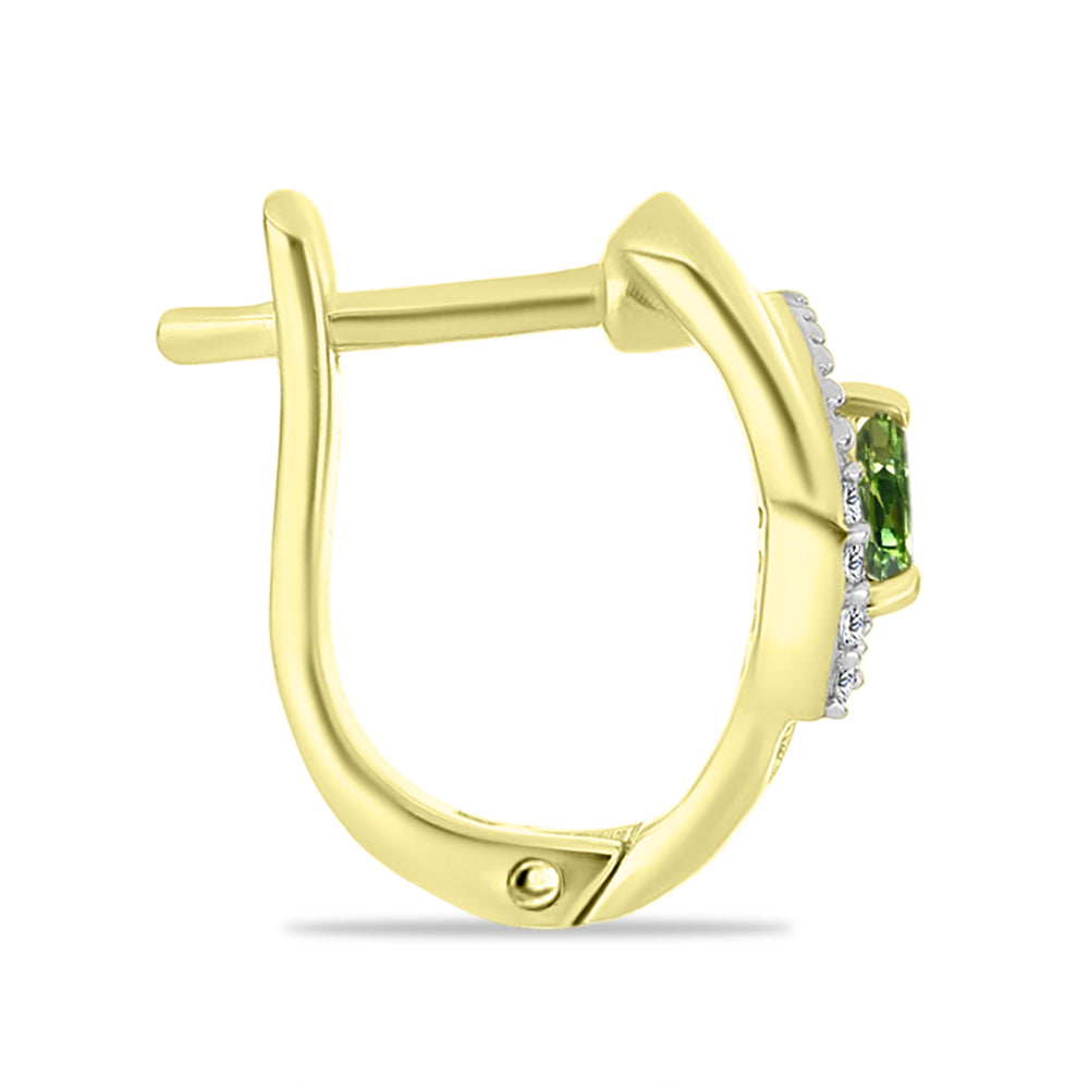 Cercei din Argint 925 Placat cu Aur ( 3.42 grame ) cu Safir verde și Topaz Alb 0.29 Carate 2 