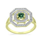 Inel din Argint 925 Placat cu Aur ( 2.85 grame ) cu Turmalină Verde și Topaz Alb 0.76 Carate