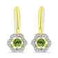 Cercei din Argint 925 Placat cu Aur ( 2.98 grame ) cu Safir verde și Topaz Alb 0.5 Carate