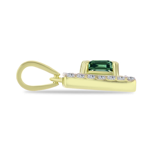 Pandantiv din Argint 925 Placat cu Aur ( 1.31 grame ) cu Turmalină Verde și Topaz Alb 0.63 Carate