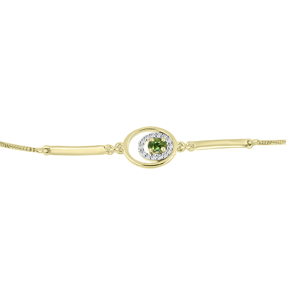 Brățară din Argint 925 Placat cu Aur ( 3.23 grame ) cu Safir verde și Topaz Alb 0.34 Carate