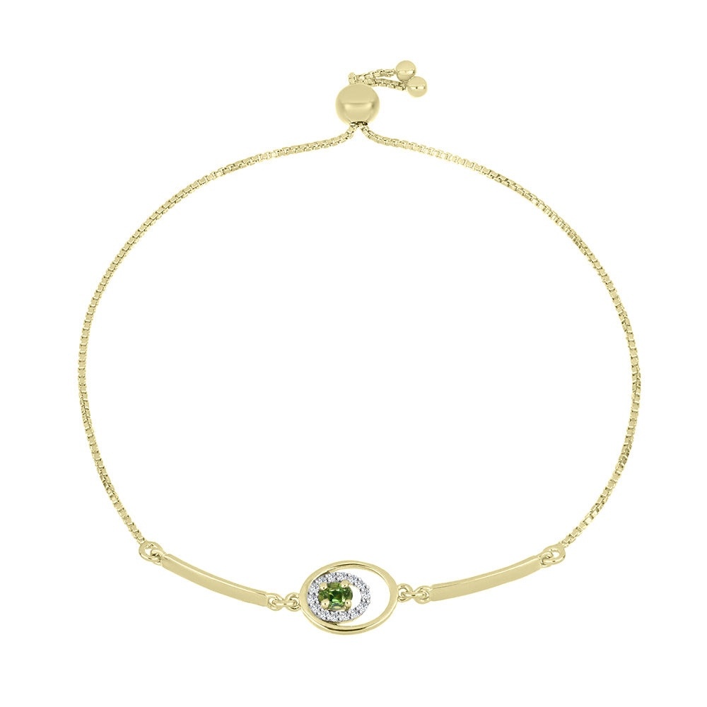 Brățară din Argint 925 Placat cu Aur ( 3.23 grame ) cu Safir verde și Topaz Alb 0.34 Carate 1 