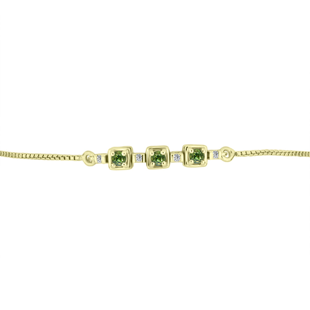 Brățară din Argint 925 Placat cu Aur ( 3.39 grame ) cu Safir verde și Topaz Alb 0.39 Carate 3 