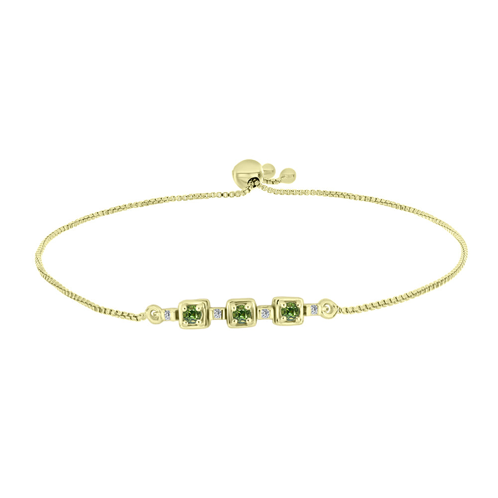 Brățară din Argint 925 Placat cu Aur ( 3.39 grame ) cu Safir verde și Topaz Alb 0.39 Carate 1 