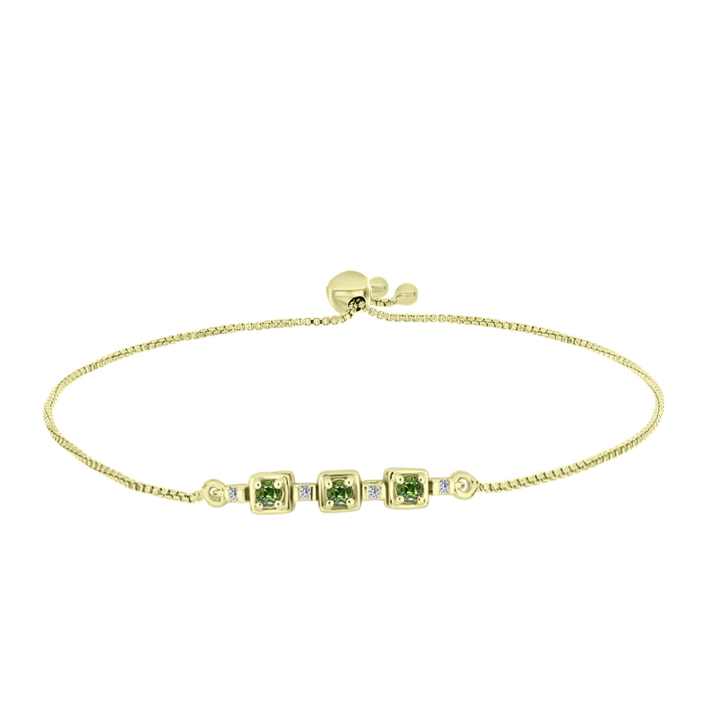 Brățară din Argint 925 Placat cu Aur ( 3.39 grame ) cu Safir verde și Topaz Alb 0.39 Carate 4 