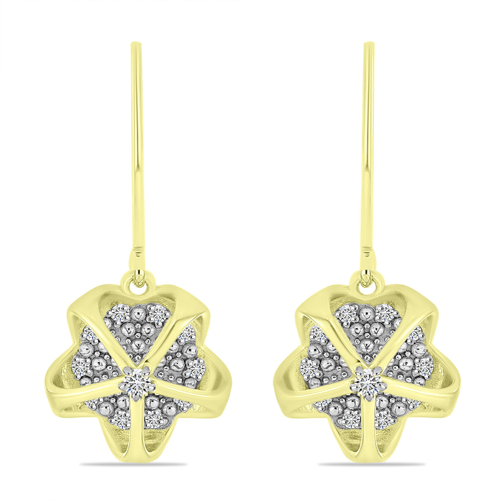 Cercei din Argint 925 Placat cu Aur ( 3.38 grame ) cu Diamant Alb 0.2 Carate