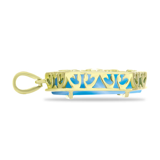 Pandantiv din Argint 925 Placat cu Aur ( 2.23 grame ) cu Larimar(Piatra delfinului) 11.91 Carate