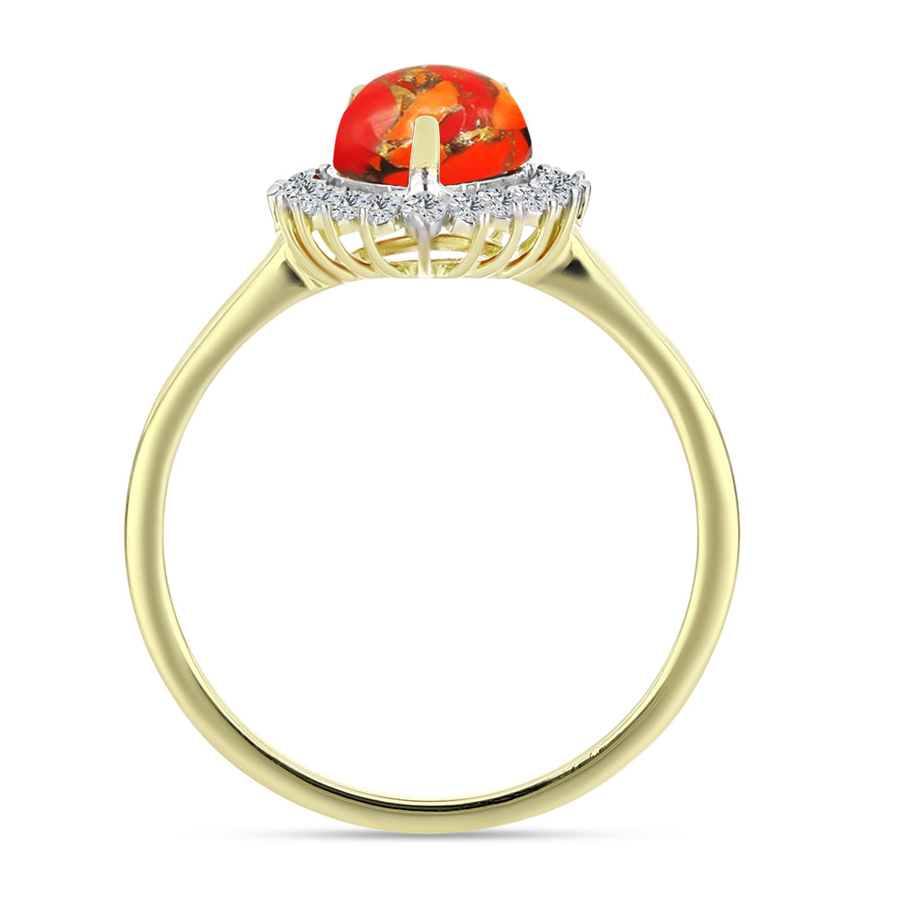 Inel din Argint 925 Placat cu Aur ( 2.25 grame ) cu Turcoaz Mohave și Topaz Alb 1.63 Carate