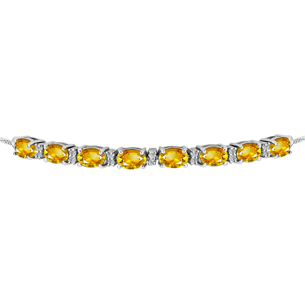 Brățară din Argint 925 ( 5.3 grame ) cu Citrin Rio Golden și Topaz Alb 3.73 Carate 2 