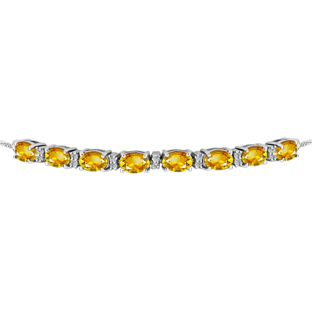 Brățară din Argint 925 ( 5.3 grame ) cu Citrin Rio Golden și Topaz Alb 3.73 Carate 3 