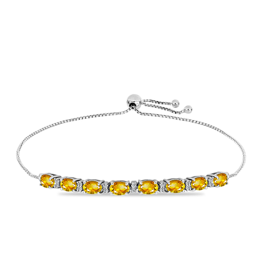 Brățară din Argint 925 ( 5.3 grame ) cu Citrin Rio Golden și Topaz Alb 3.73 Carate 4 