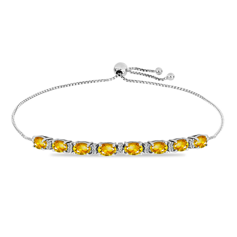 Brățară din Argint 925 ( 5.3 grame ) cu Citrin Rio Golden și Topaz Alb 3.73 Carate 1 