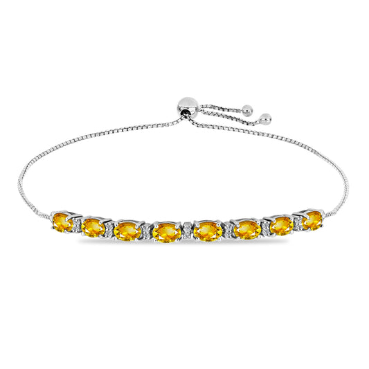 Brățară din Argint 925 ( 5.3 grame ) cu Citrin Rio Golden și Topaz Alb 3.73 Carate