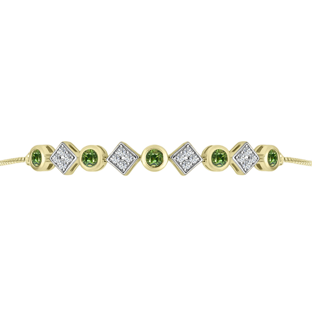 Brățară din Argint 925 Placat cu Aur ( 5.55 grame ) cu Safir verde și Topaz Alb 2.16 Carate 2 