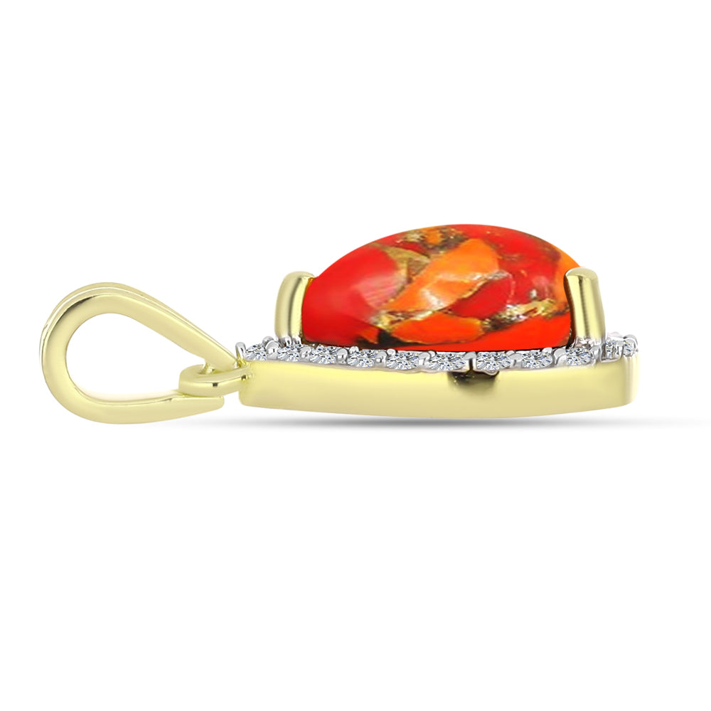 Pandantiv din Argint 925 Placat cu Aur ( 1.18 grame ) cu Turcoaz Mohave și Topaz Alb 2.04 Carate 2 
