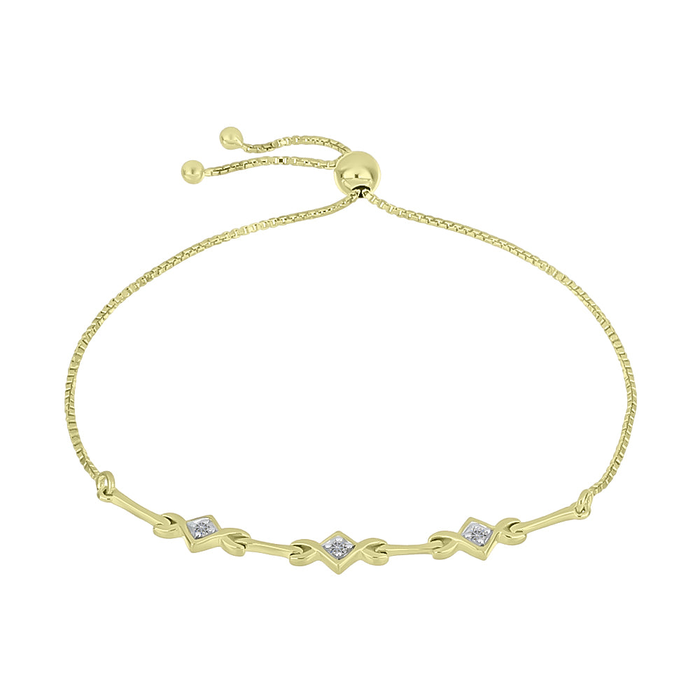 Brățară din Argint 925 Placat cu Aur ( 3.39 grame ) cu Diamant Alb 0.1 Carate 1 