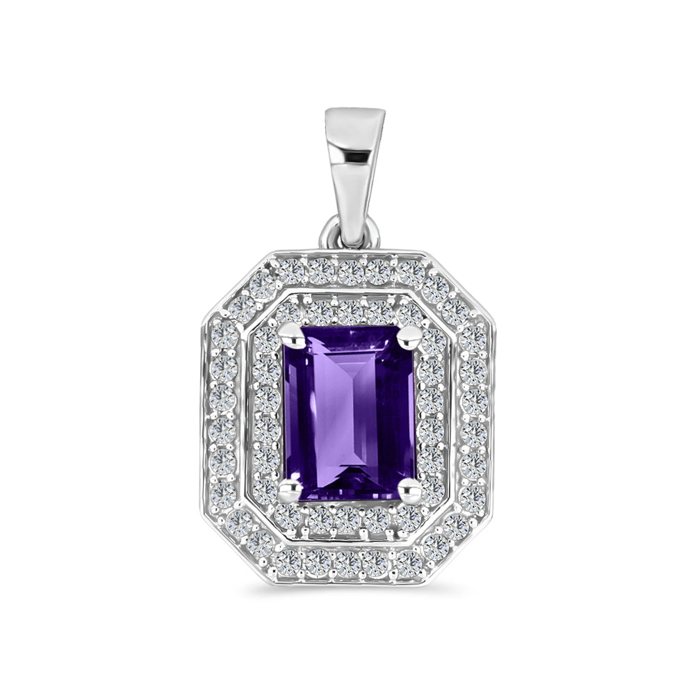 Pandantiv din Argint 925 ( 2.13 grame ) cu Ametist Marocan și Topaz Alb 2.01 Carate