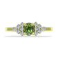 Inel din Argint 925 Placat cu Aur ( 1.77 grame ) cu Safir verde și Topaz Alb 0.78 Carate