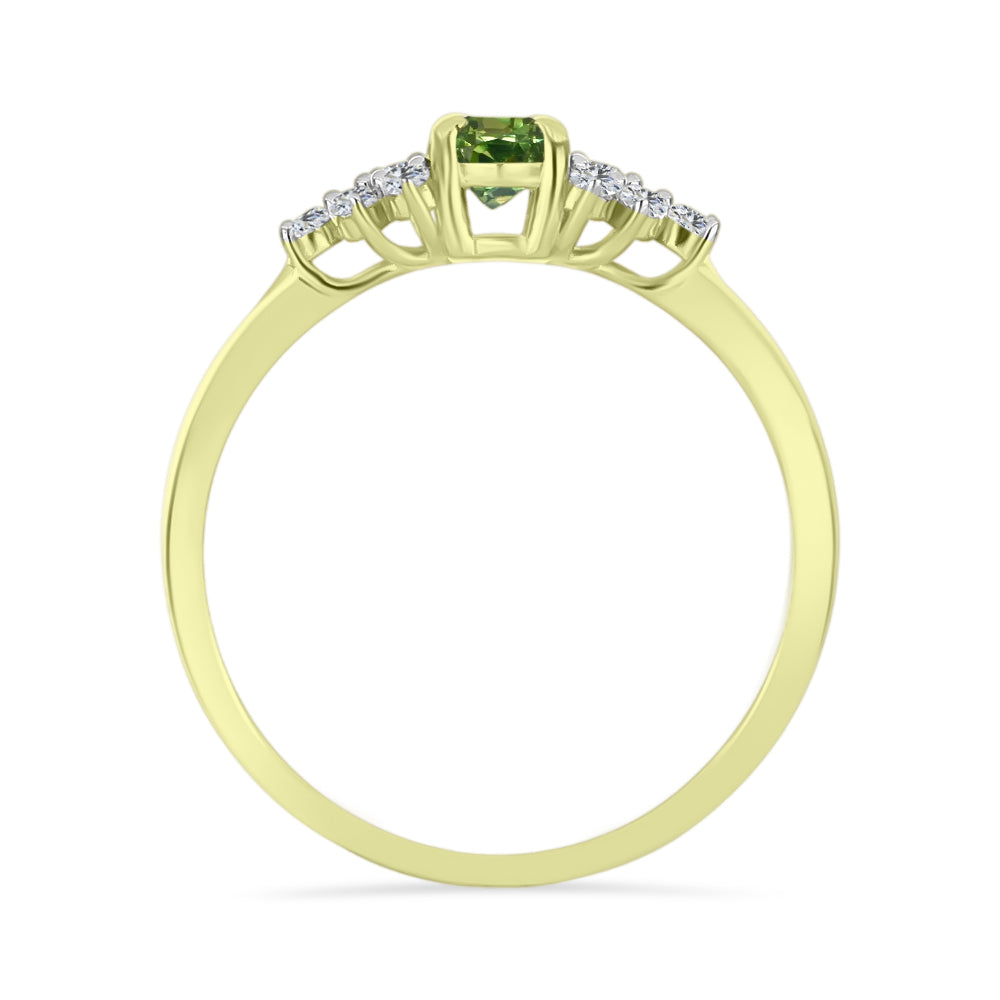 Inel din Argint 925 Placat cu Aur ( 1.77 grame ) cu Safir verde și Topaz Alb 0.78 Carate