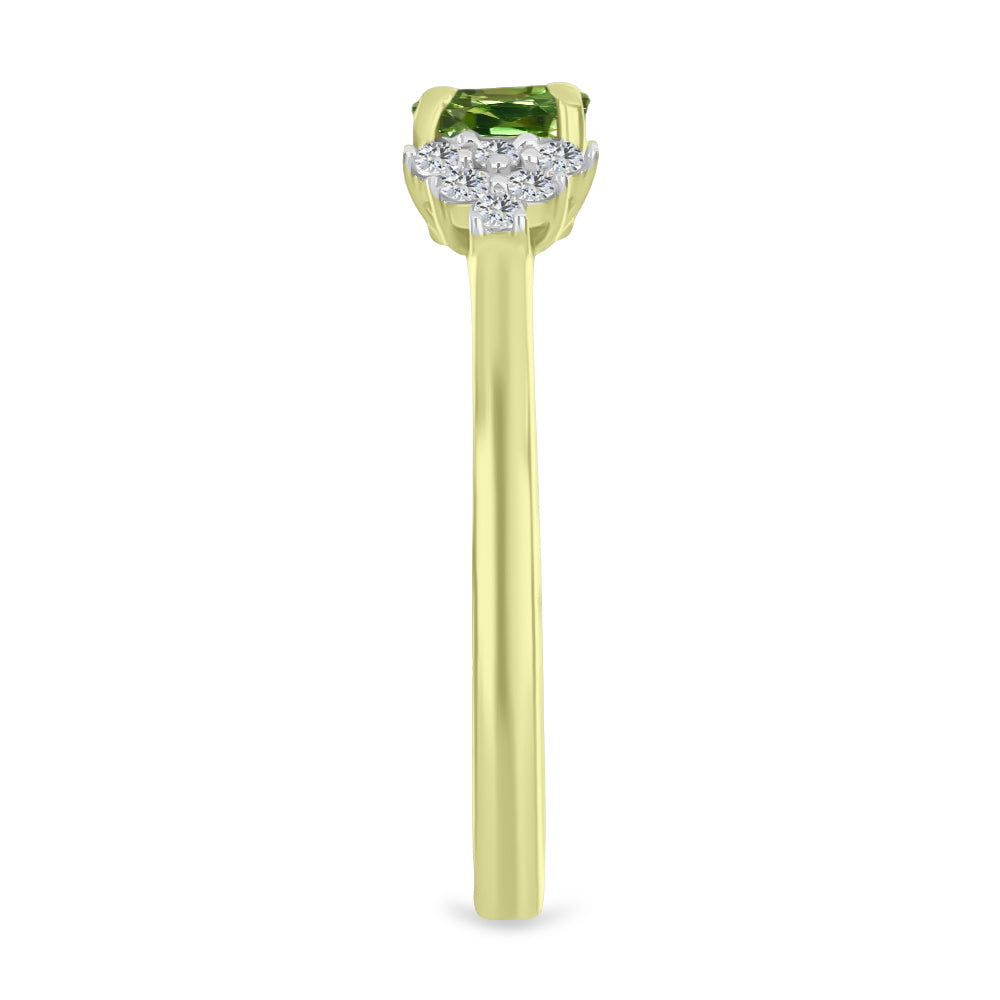 Inel din Argint 925 Placat cu Aur ( 1.77 grame ) cu Safir verde și Topaz Alb 0.78 Carate 4 