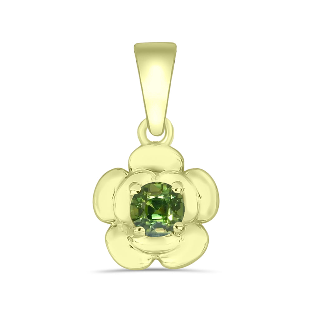 Pandantiv din Argint 925 Placat cu Aur ( 1.65 grame ) cu Safir verde 0.34 Carate 1 