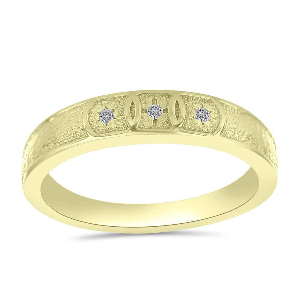 Inel din Argint 925 Placat cu Aur ( 2.55 grame ) cu Diamant Alb 0.02 Carate 3 