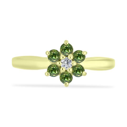 Inel din Argint 925 Placat cu Aur ( 2.15 grame ) cu Safir verde și Topaz Alb 0.56 Carate
