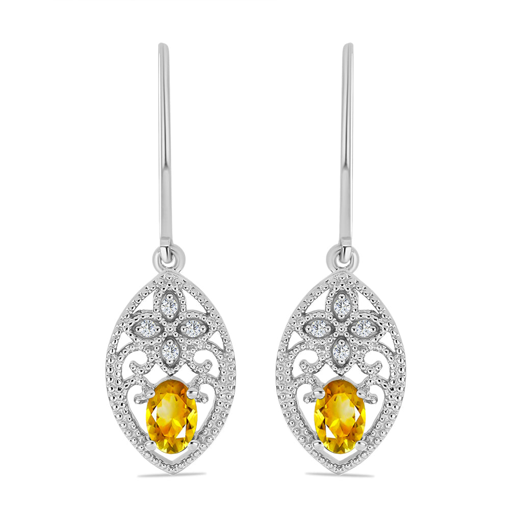 Cercei din Argint 925 ( 3.49 grame ) cu Citrin Rio Golden și Topaz Alb 0.91 Carate