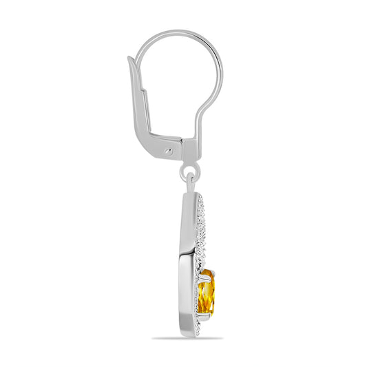 Cercei din Argint 925 ( 3.49 grame ) cu Citrin Rio Golden și Topaz Alb 0.91 Carate