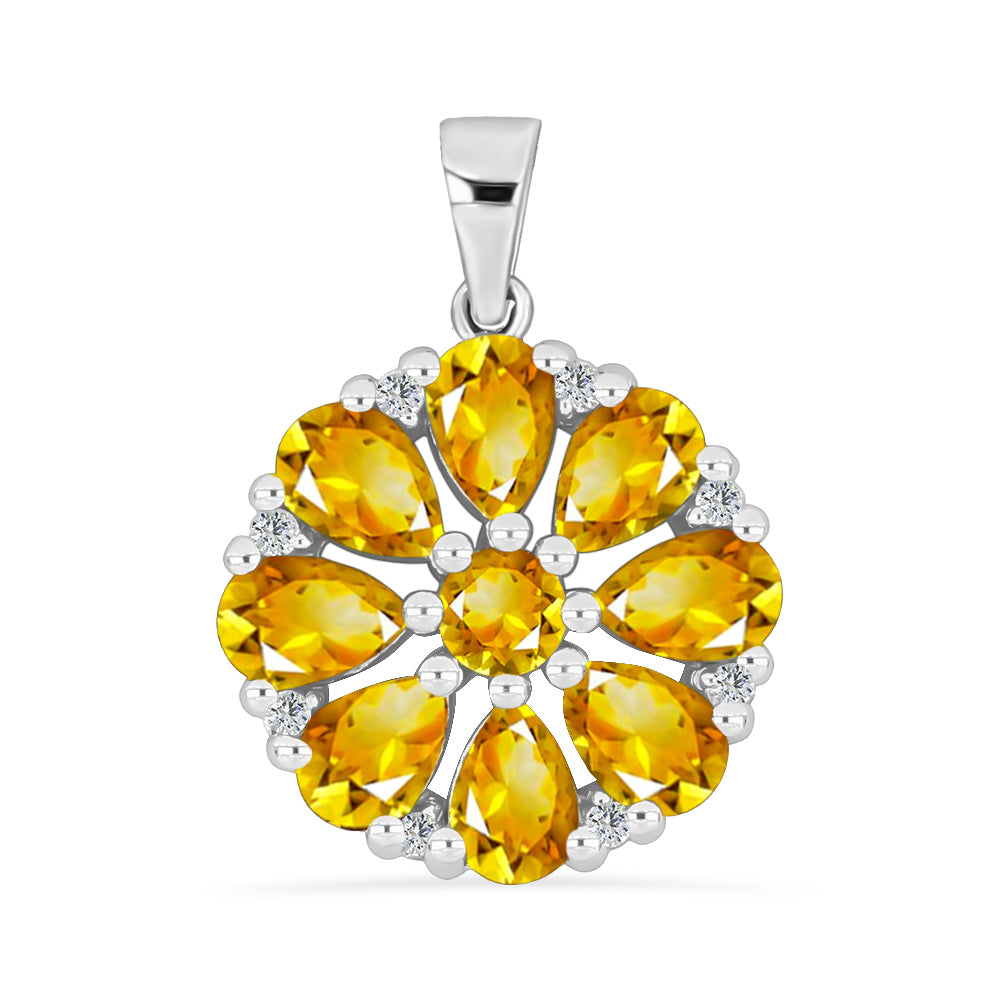 Pandantiv din Argint 925 ( 2.42 grame ) cu Citrin Rio Golden și Topaz Alb 3.35 Carate
