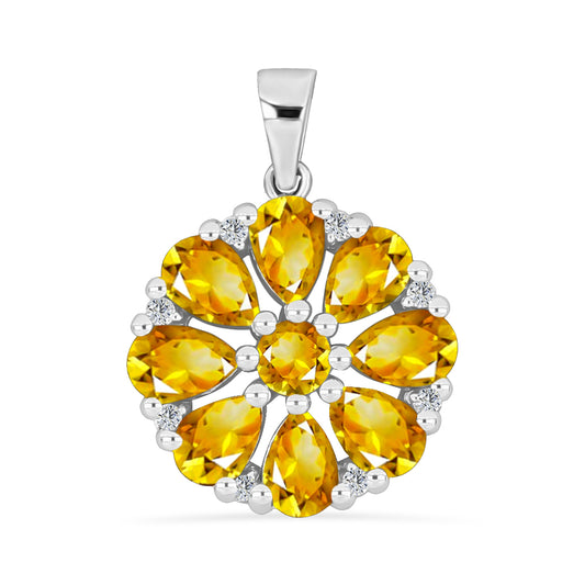 Pandantiv din Argint 925 ( 2.42 grame ) cu Citrin Rio Golden și Topaz Alb 3.35 Carate
