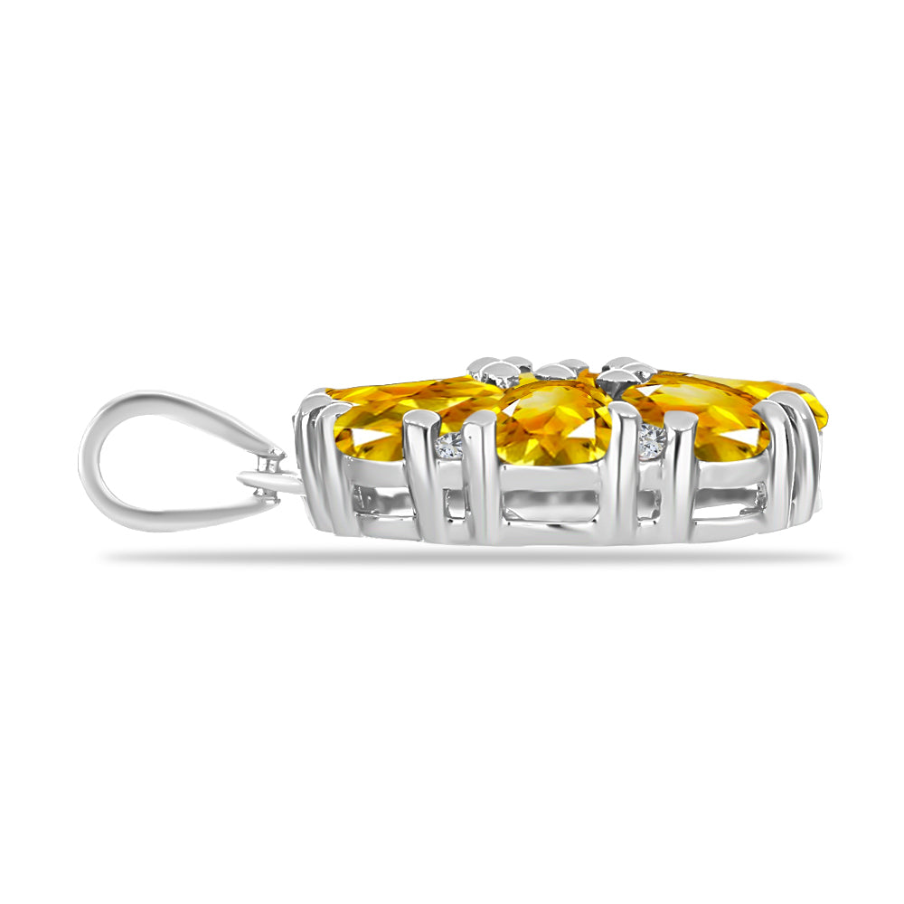 Pandantiv din Argint 925 ( 2.42 grame ) cu Citrin Rio Golden și Topaz Alb 3.35 Carate 2 