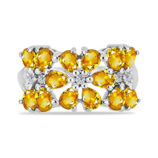 Inel din Argint 925 ( 3.2 grame ) cu Citrin Rio Golden și Topaz Alb 2.32 Carate