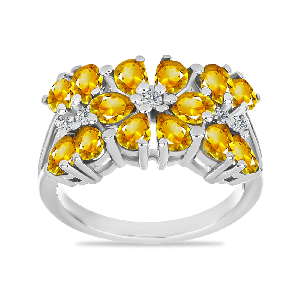 Inel din Argint 925 ( 3.2 grame ) cu Citrin Rio Golden și Topaz Alb 2.32 Carate 3 