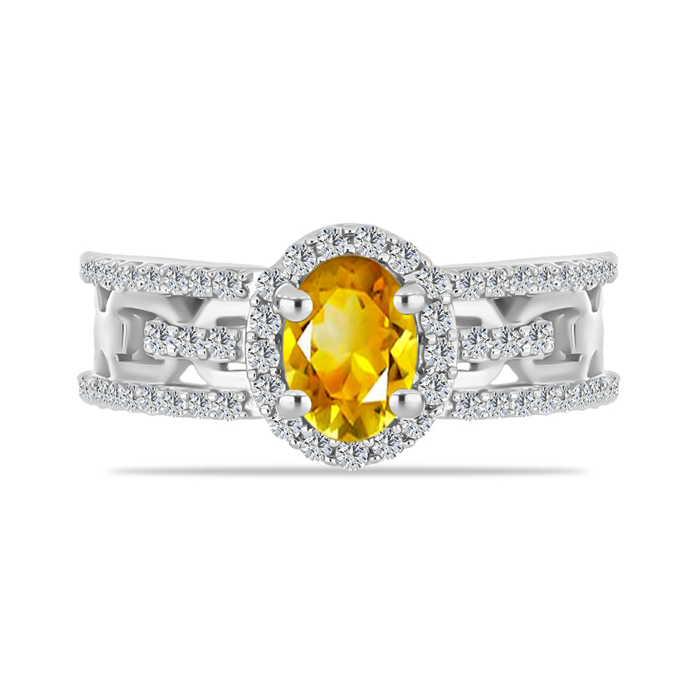 Inel din Argint 925 ( 3.53 grame ) cu Citrin Rio Golden și Topaz Alb 1.28 Carate